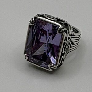 Silpada Chunky Vibrant Silver Ring with Lavender Purple Stone Size 7